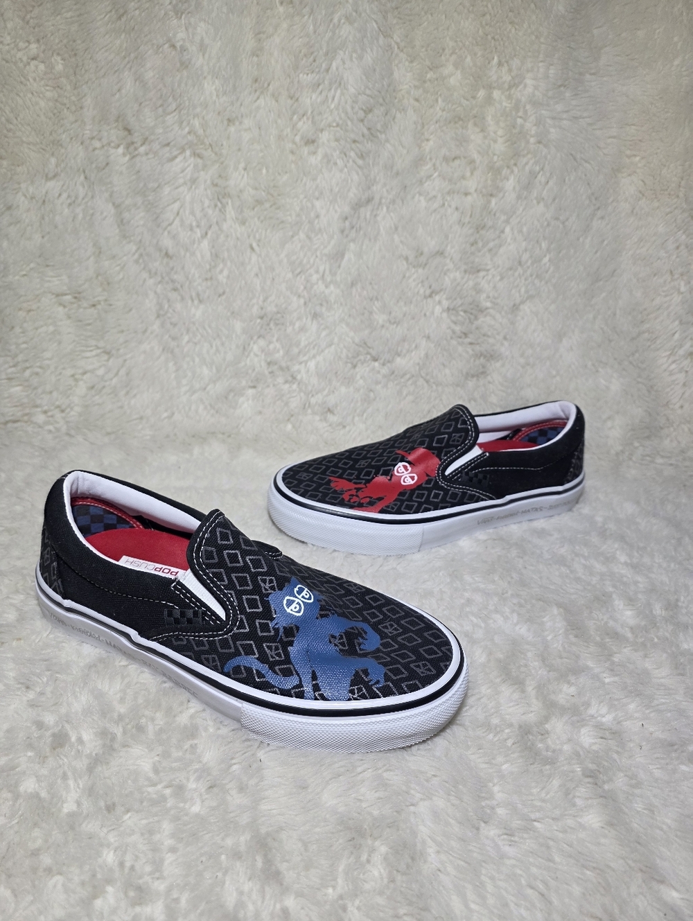 Vans Skate Slip-On x Krooked Natas Kaupas Ray Barbee Rare Graphic Shoes 6.5M 8W